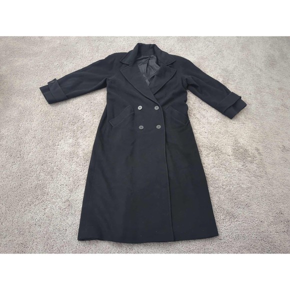Harold's Peacoat Womens 6 Black Wool Double-Breasted Full Length Made in USA - Picture 2 of 9